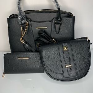Women bag set, tote bag crossbody, medium bag crossbody and wallet.